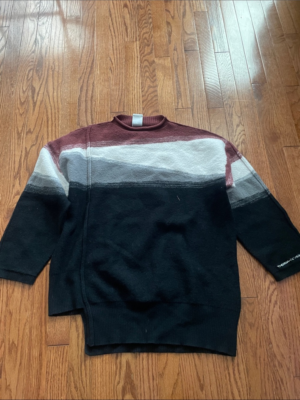 Nike Yoga Thermafit ADV Brown White Black Colorblock Sweater Women’s Sz Medium